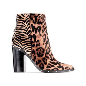 ALDO Womens Brown Tiger Leopard Ibalenna Pointed Toe Block Heel Booties 5 B